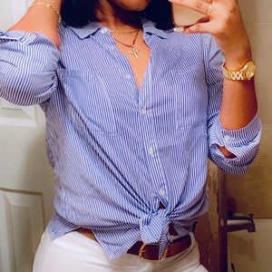 Striped button up blouse top